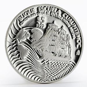 Mexico 5 pesos Naval training ship Cuauhtemoc proof silver coin 1999