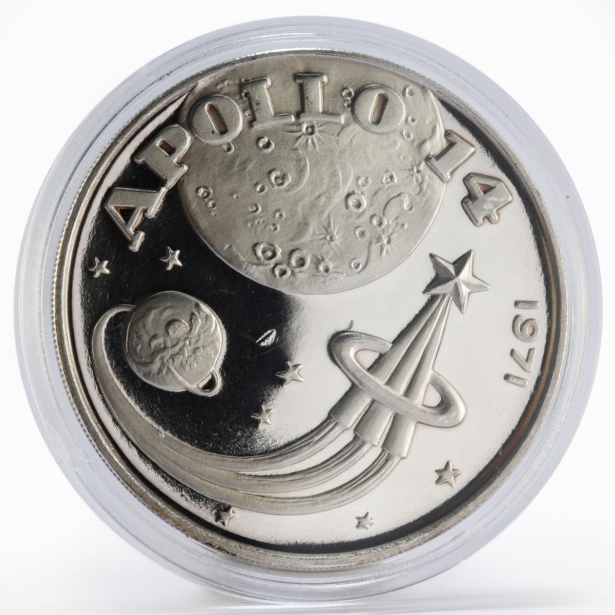 Fujairah 10 riyals Apollo XIV Moon Landing Program proof silver coin 1970