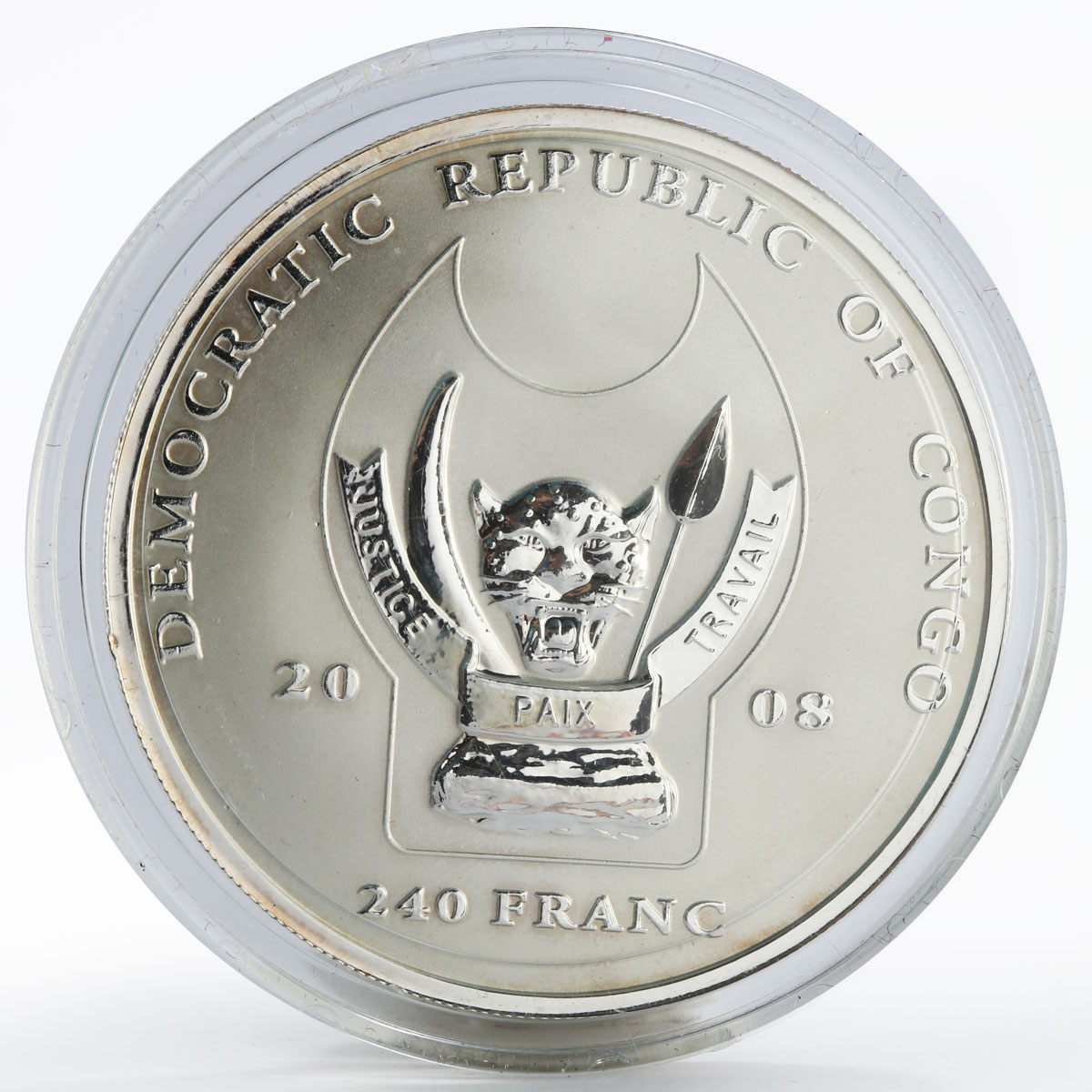 Congo 240 francs Big Five Africa Buffalo colored silver coin 2008
