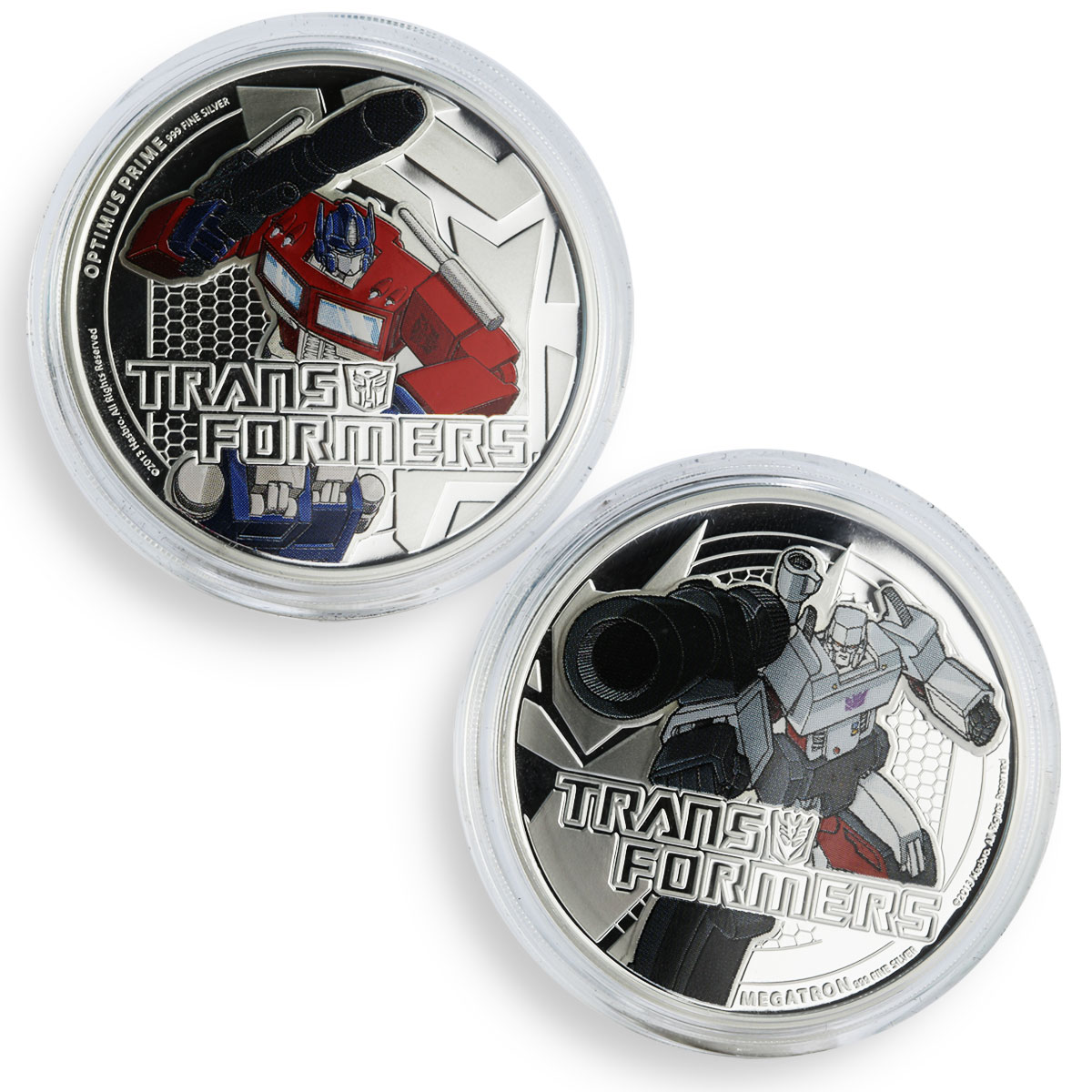 Niue set of 2 coins Transformer Megatron Optimus Prime colored proof silver 2013