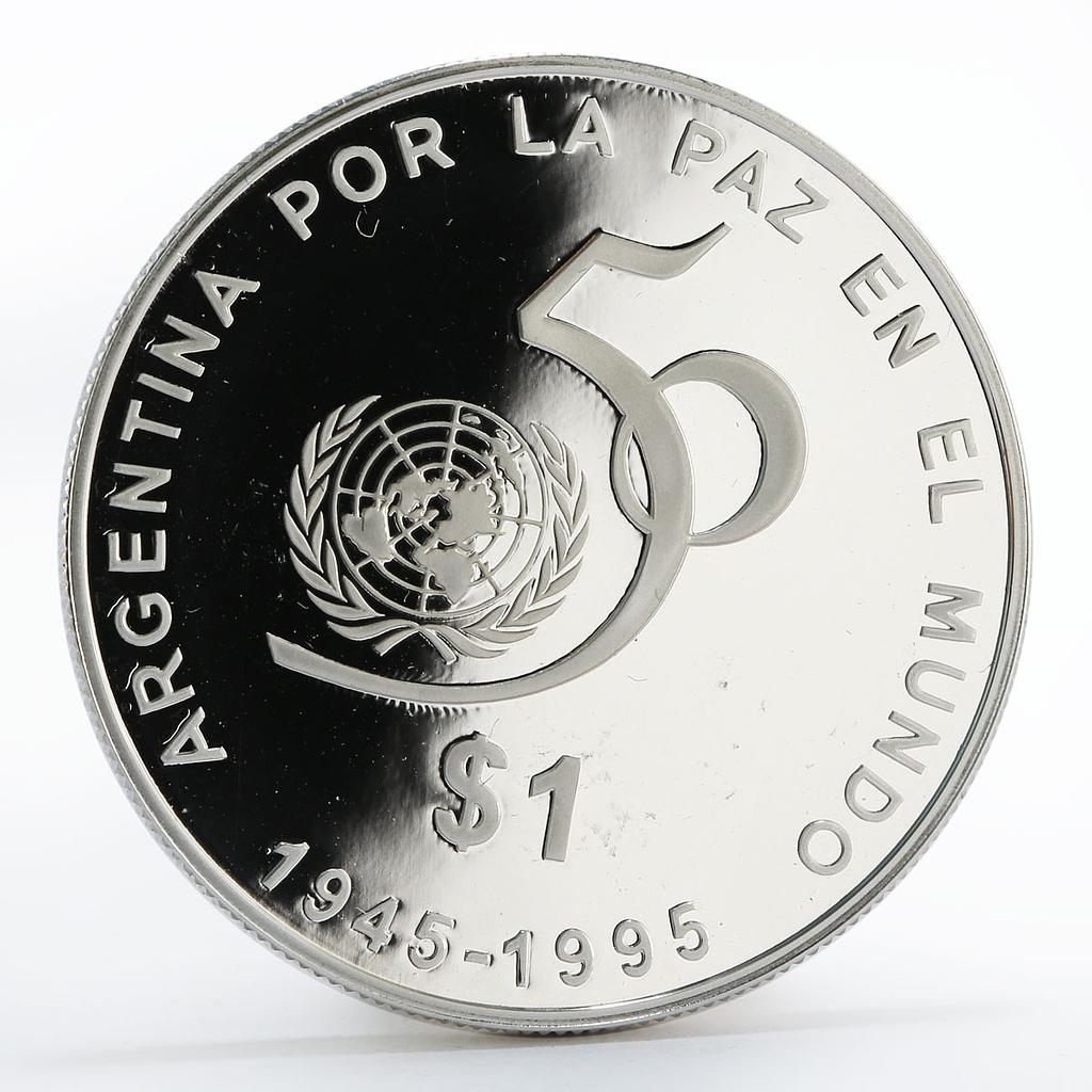 Argentina 1 peso 50th Anniversary of the UN peace proof silver coin 1995