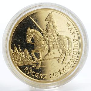 Poland 200 zlotych Knight of 15th Century Horse Ancient City gold coin 2007