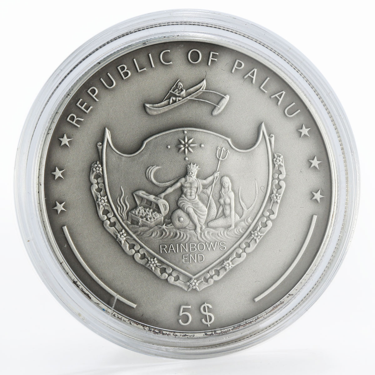 Palau 5 dollars Treasures of the World Ruby miners silver coin 2011