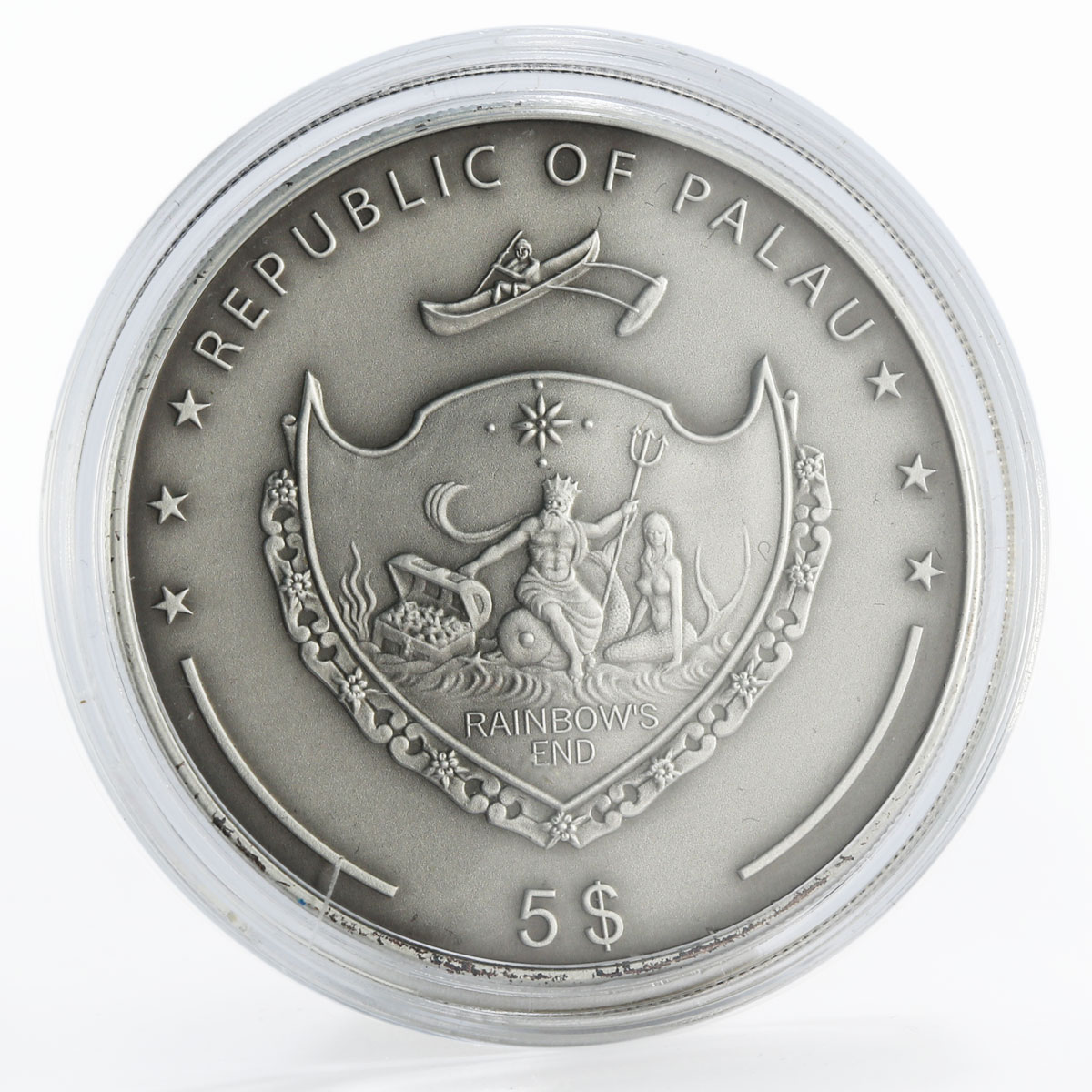 Palau 5 dollars Treasures of the World Ruby miners silver coin 2011