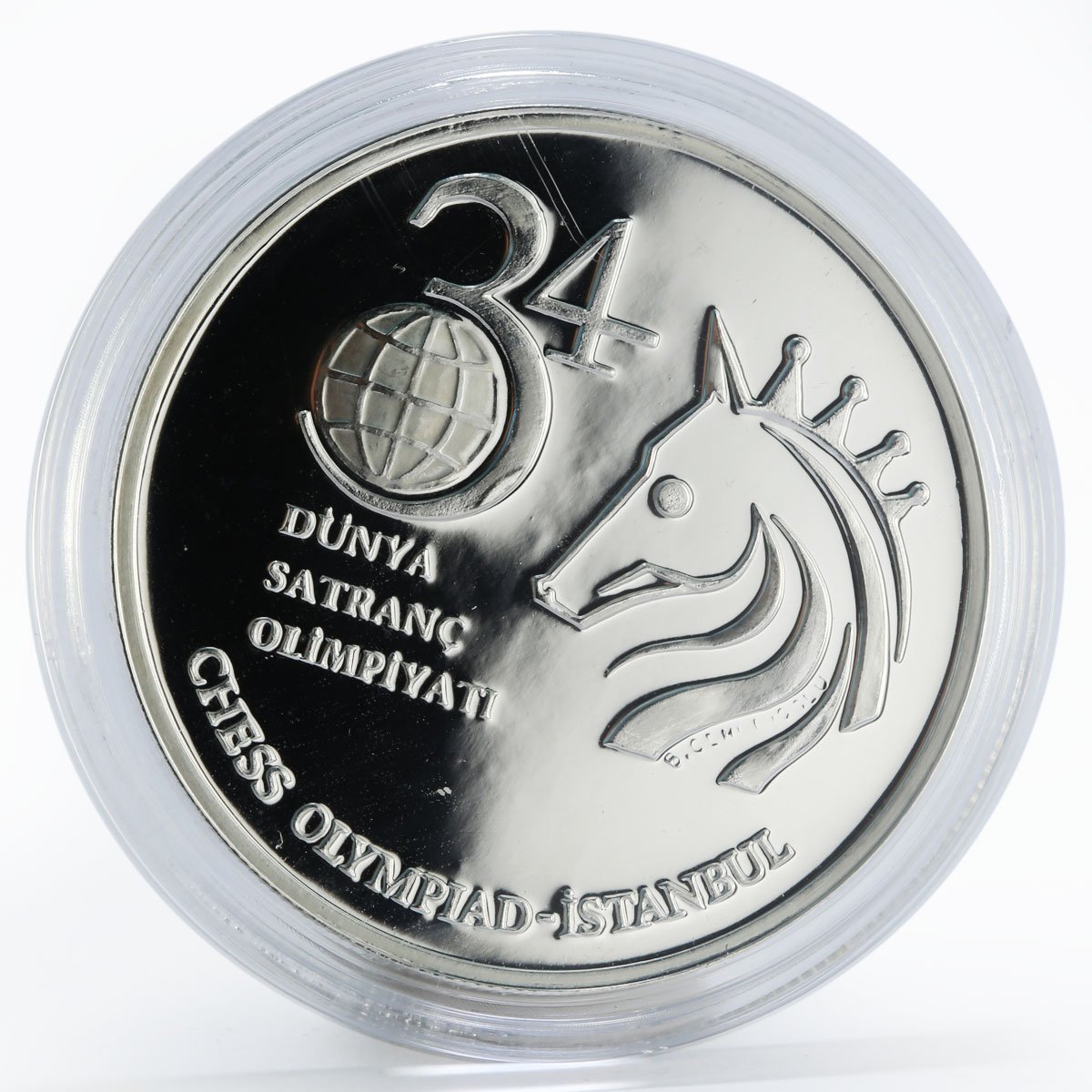 Turkey 7500000 lira 34th Chess Olympiad Istanbul proof silver coin 2000