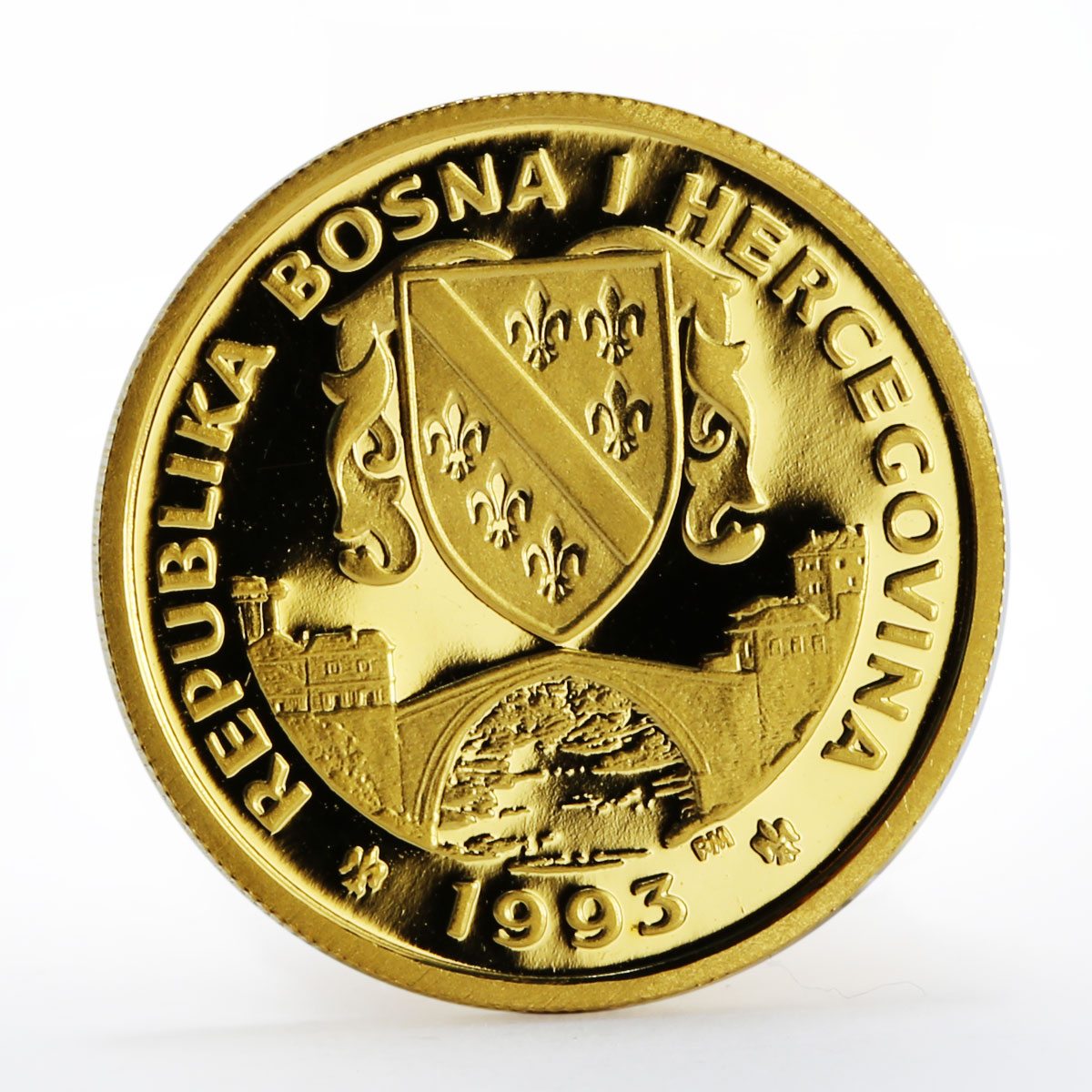 Bosnia and Herzegovina 10000 dinara Jurassic Park Brontosaurus proof gold 1993