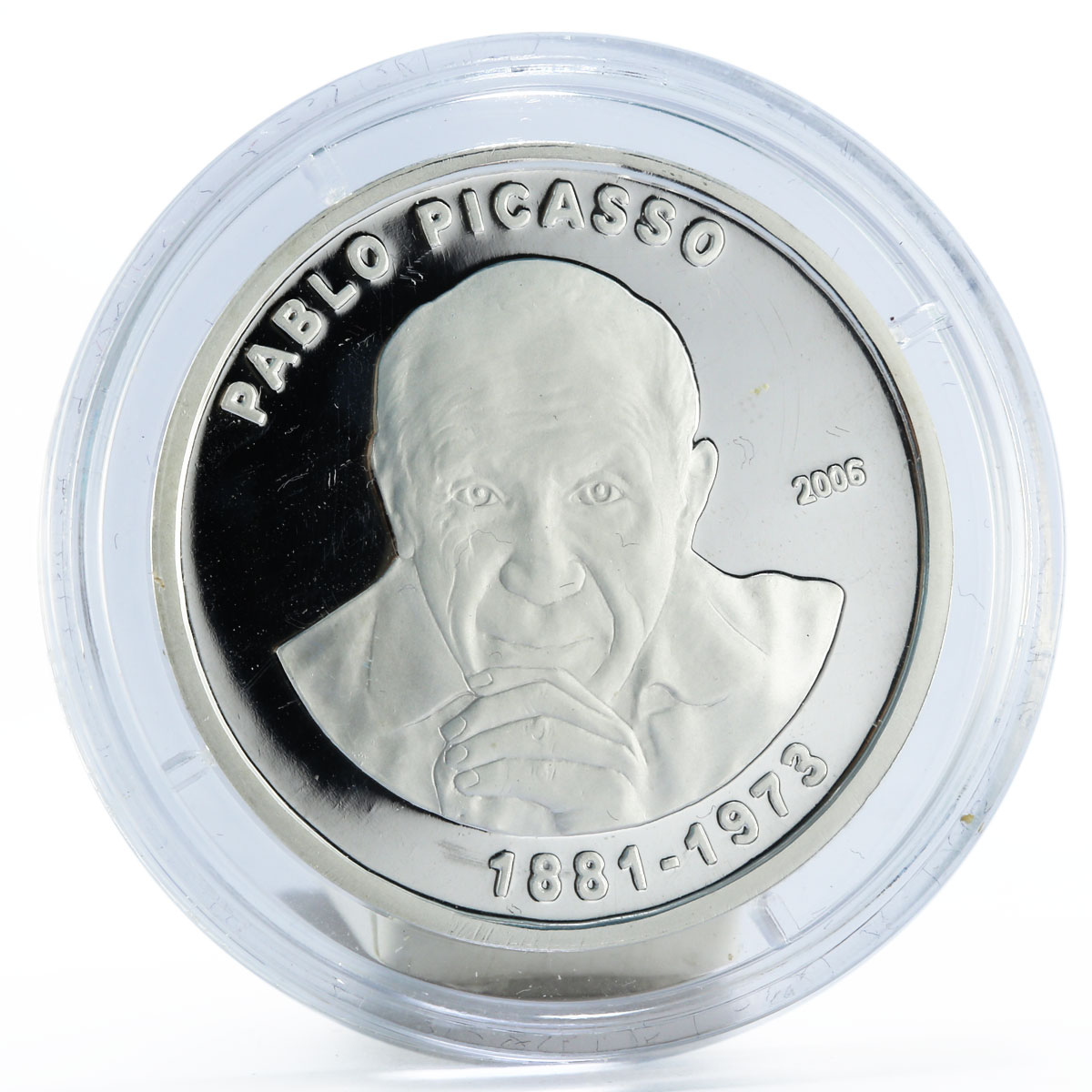 Ivory Coast 1000 francs Pablo Picasso painter sculptor proof silver coin 2006