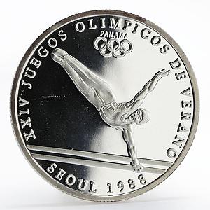 Panama 1 balboa Seoul Olympic Summer Games series Gymnastics silver coin 1988