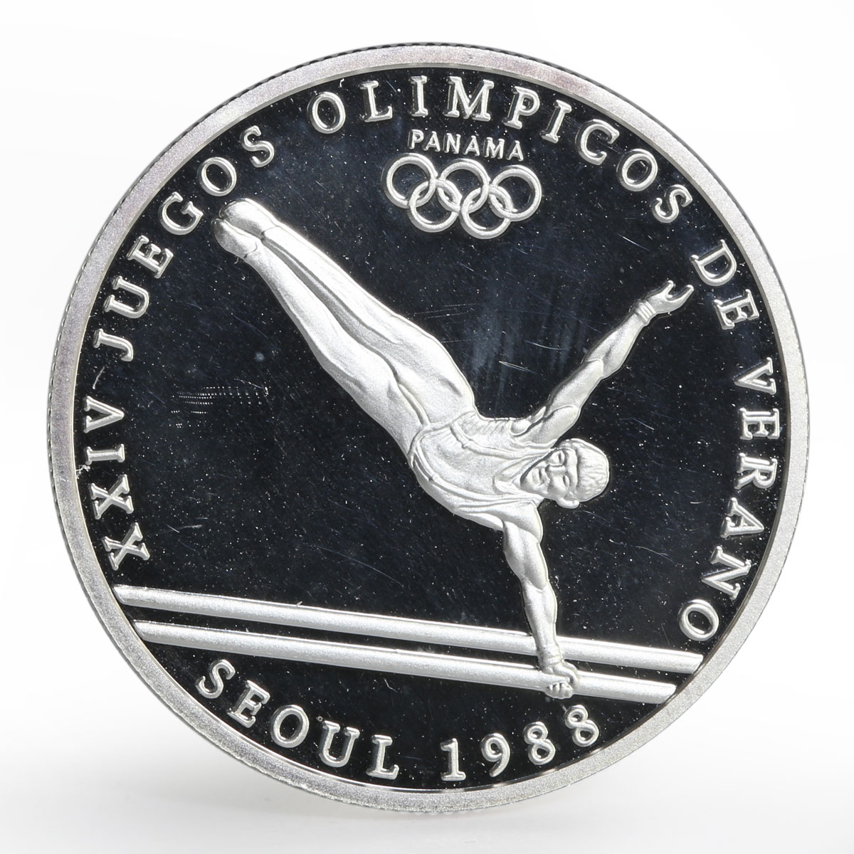 Panama 1 balboa Olympic Summer Games Gymnastics proof silver coin 1988