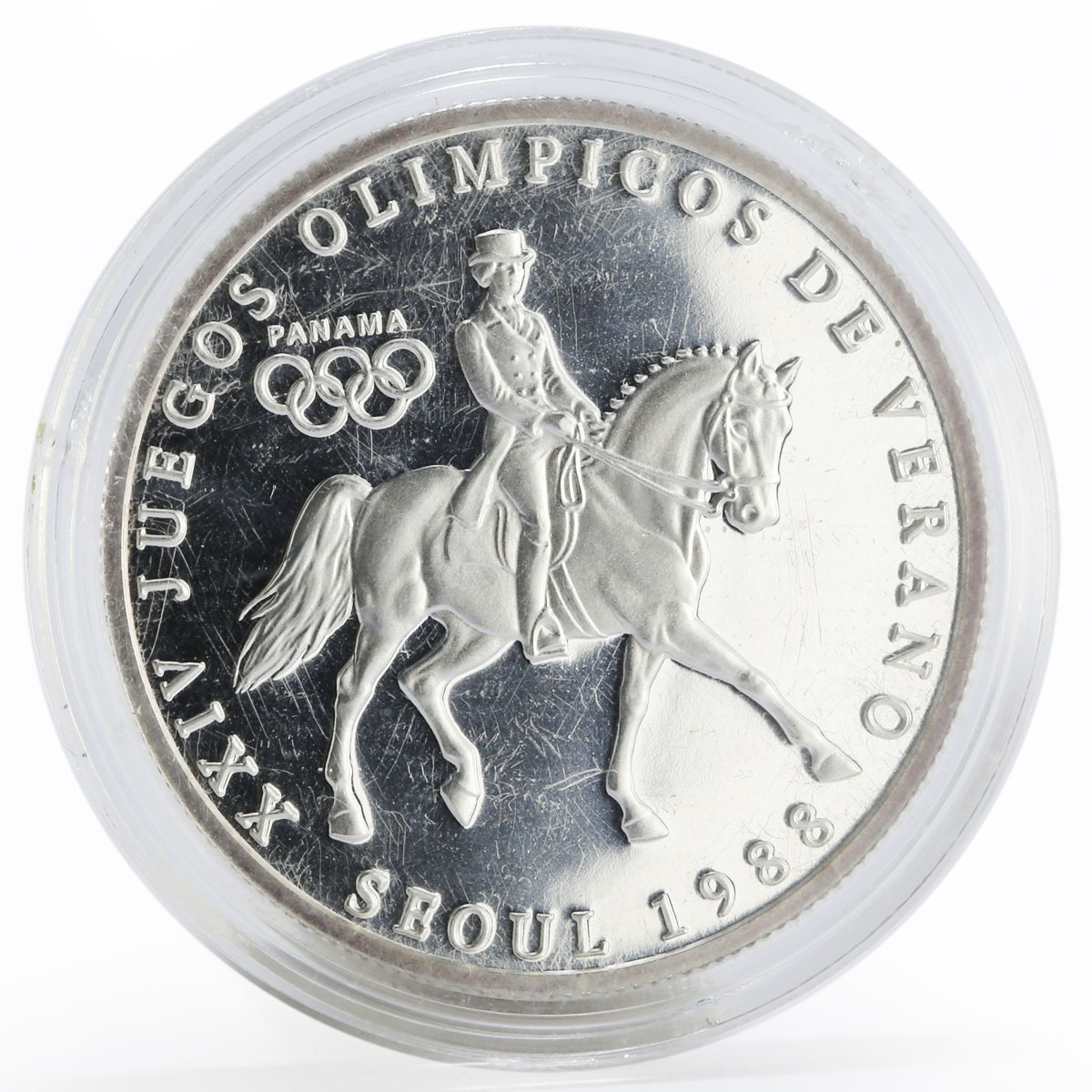 Panama 1 balboa Olympic Summer Games Equestrian proof silver coin 1988