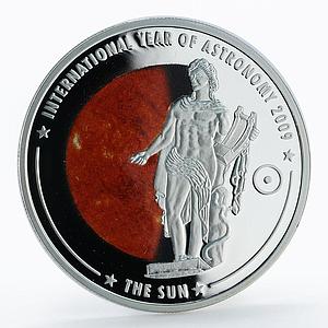 Cook Islands 5 dollars Astronomy The Sun colored proof silver coin 2009