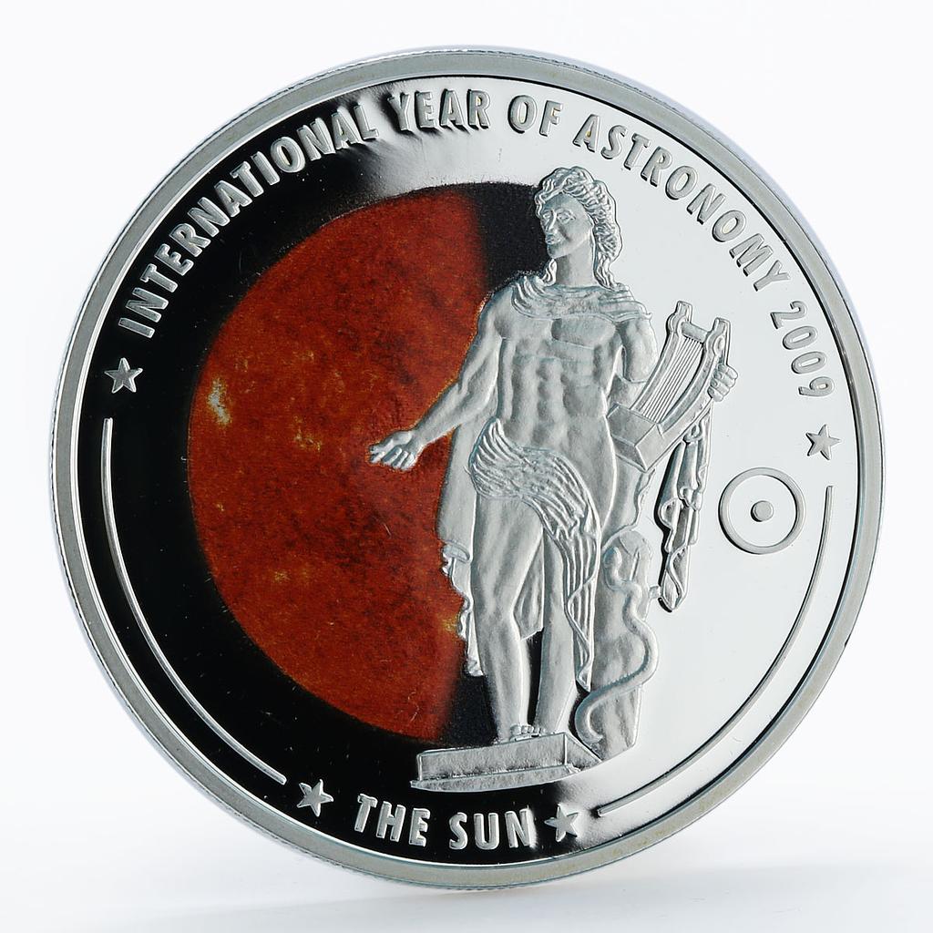 Cook Islands 5 dollars Astronomy The Sun colored proof silver coin 2009