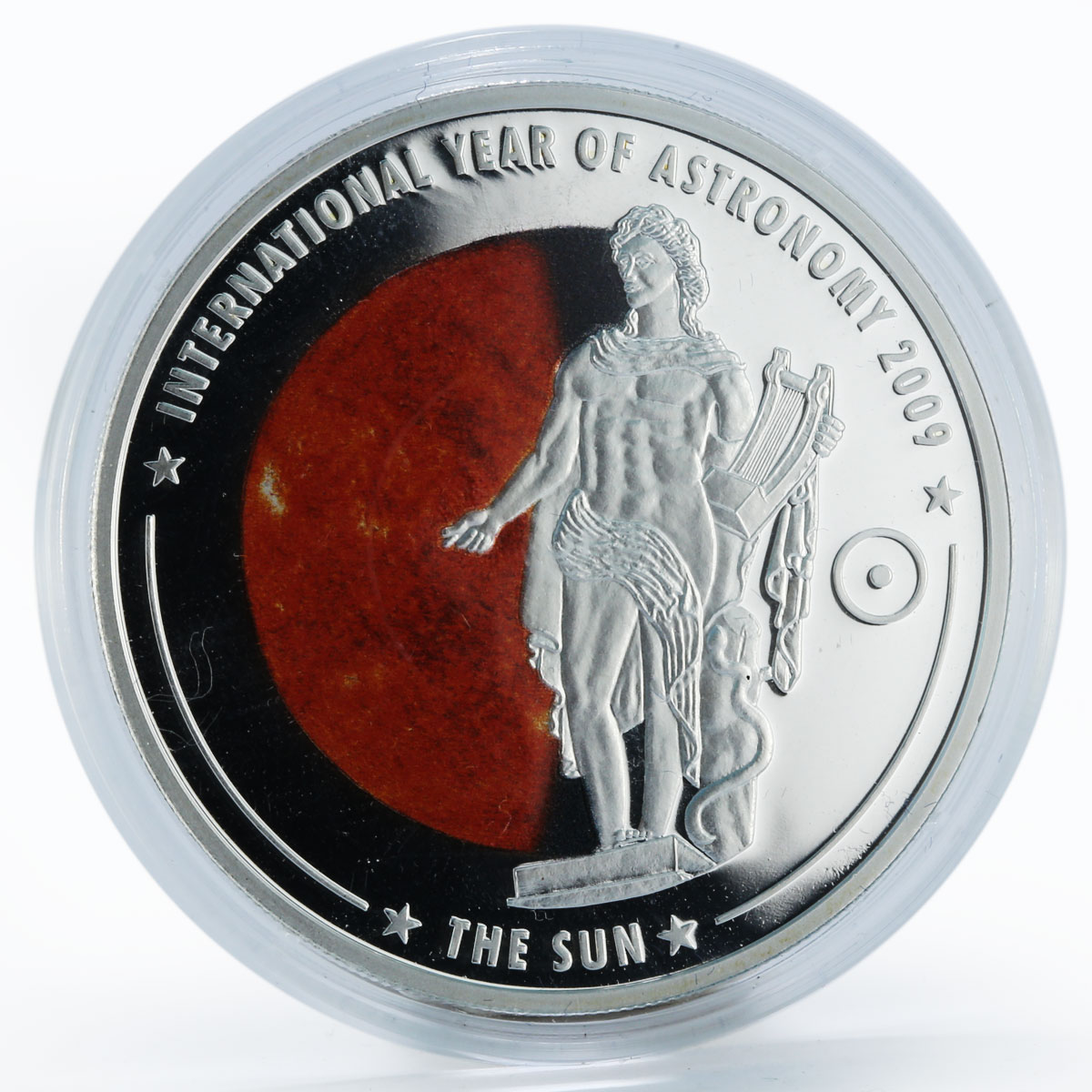 Cook Islands 5 dollars Astronomy The Sun colored proof silver coin 2009