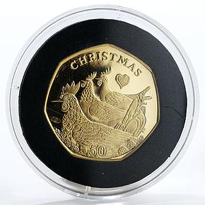 Island of Man 50 pence Series 12 days of Christmas French Hens gold coin 2007