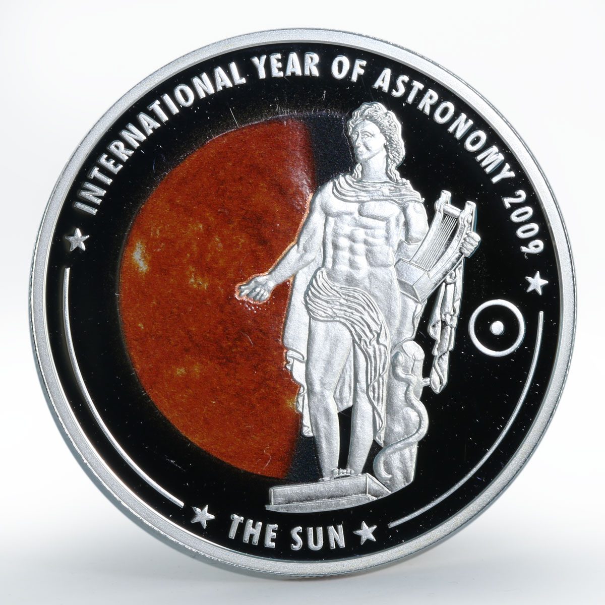 Cook Islands 5 dollars Astronomy The Sun colored proof silver coin 2009