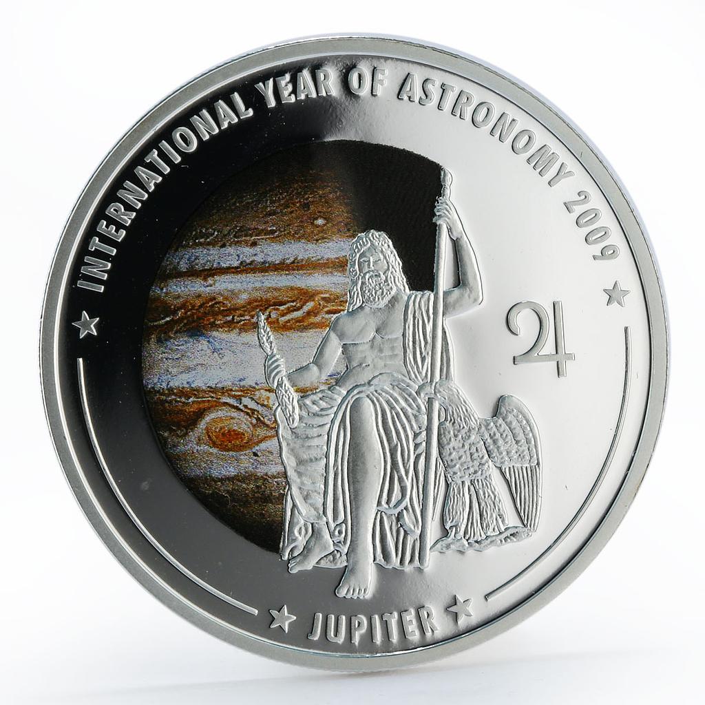 Cook Islands 5 dollars Astronomy Jupiter colored proof silver coin 2009