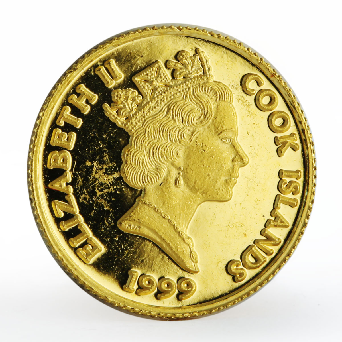Cook Islands 10 dollars Solar Eclipse prof gold coin 1999