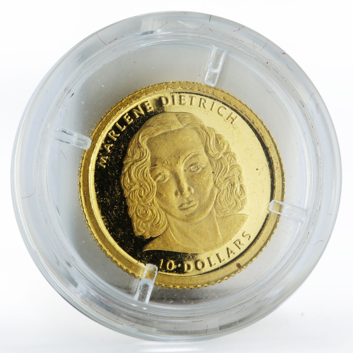 Liberia 10 dollars Marlene Dietrich proof gold coin 2001