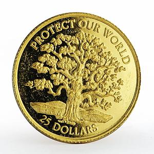 Niue 25 dollars Protect our World Tree proof gold coin 1996