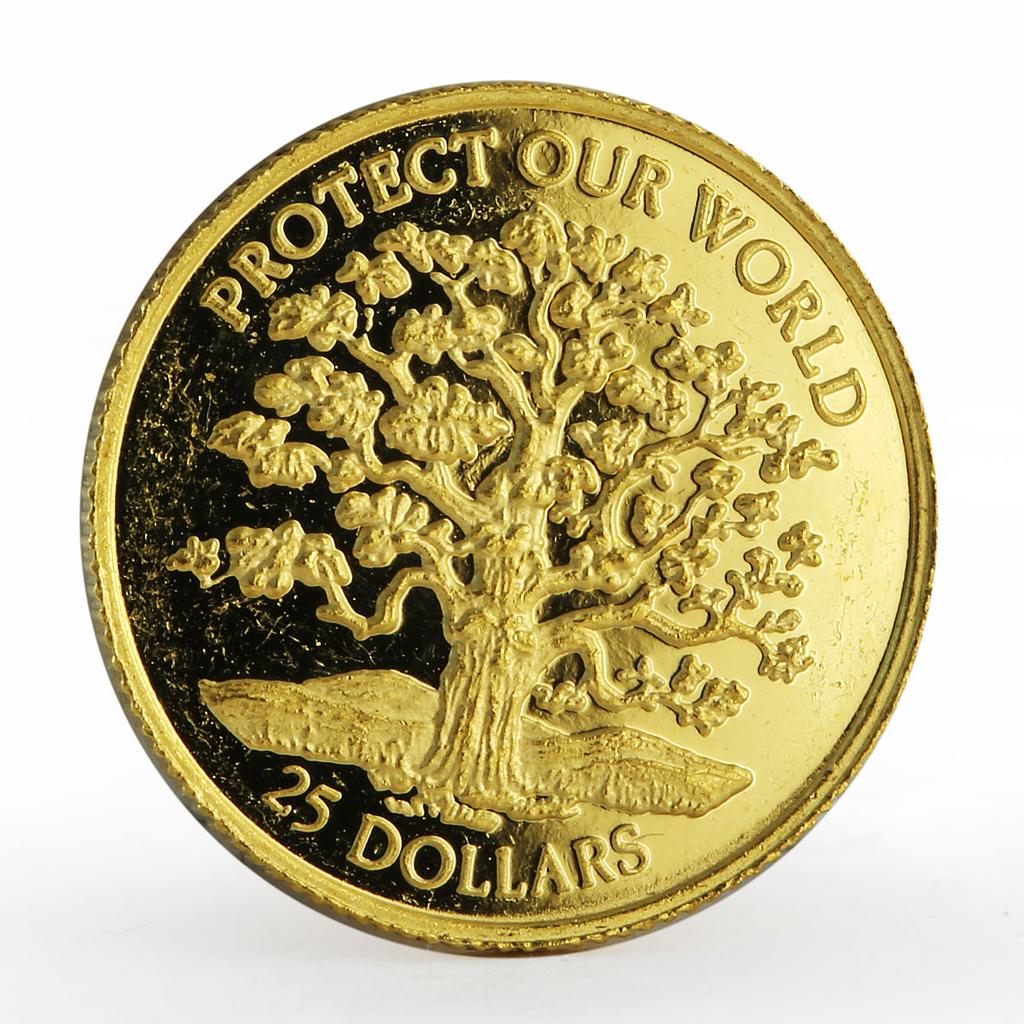 Niue 25 dollars Protect our World Tree proof gold coin 1996
