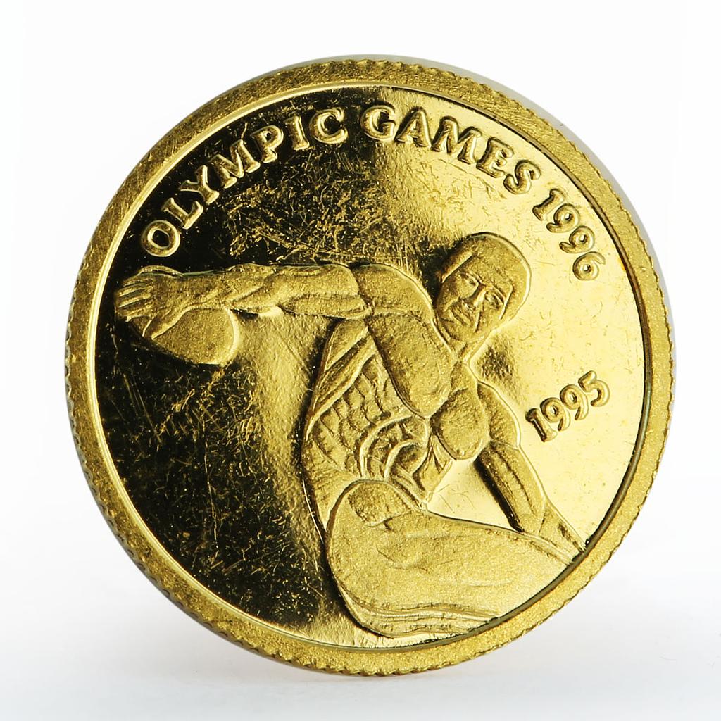 Samoa 10 tala Discus Thrower 1996 Summer Olympics proof gold coin 1995