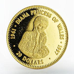 Tuvalu 20 dollars Death of Princess Diana proof gold coin 1997