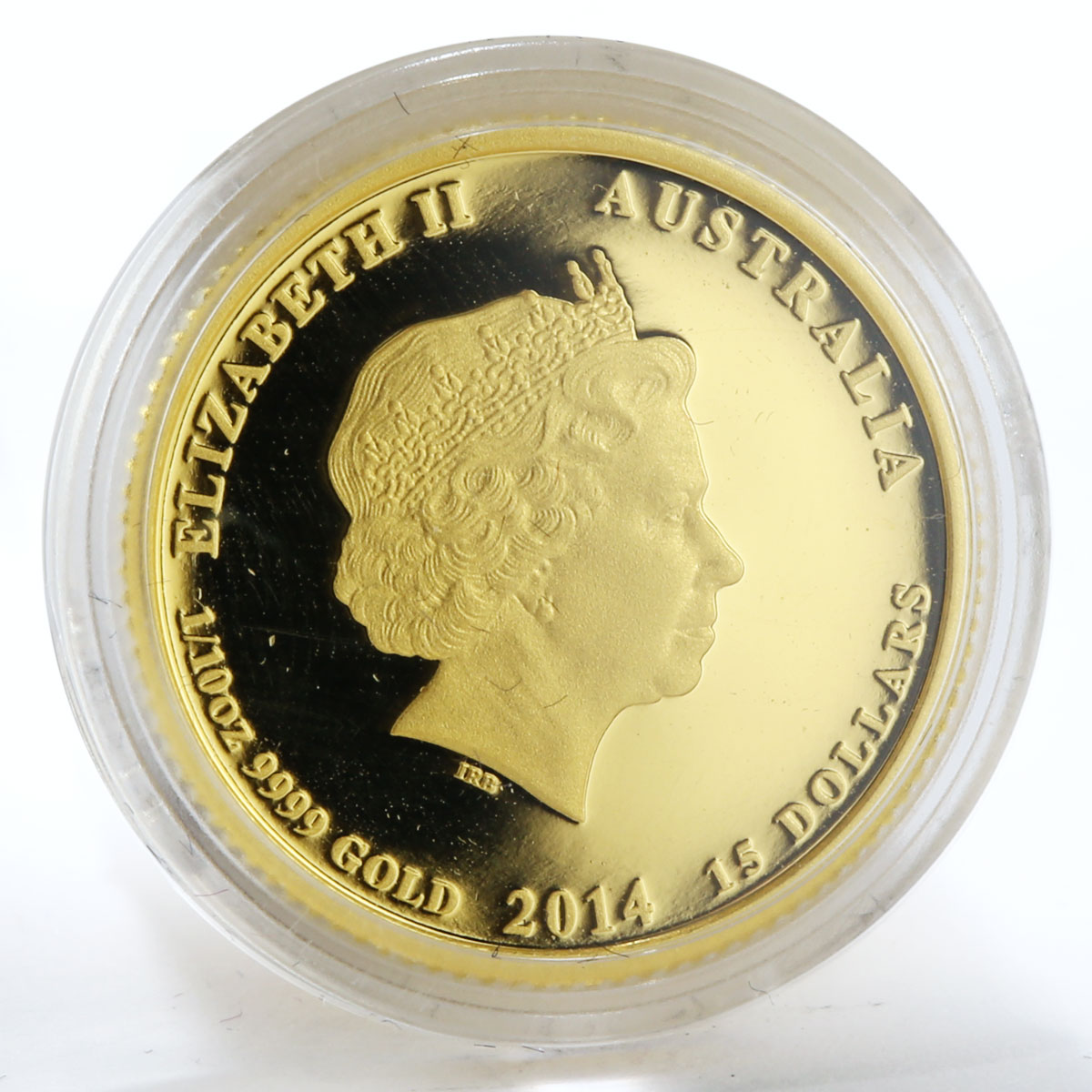 Australia 15 dollars Lunar calendar Year of Horse colour gold coin 1/10 oz 2014