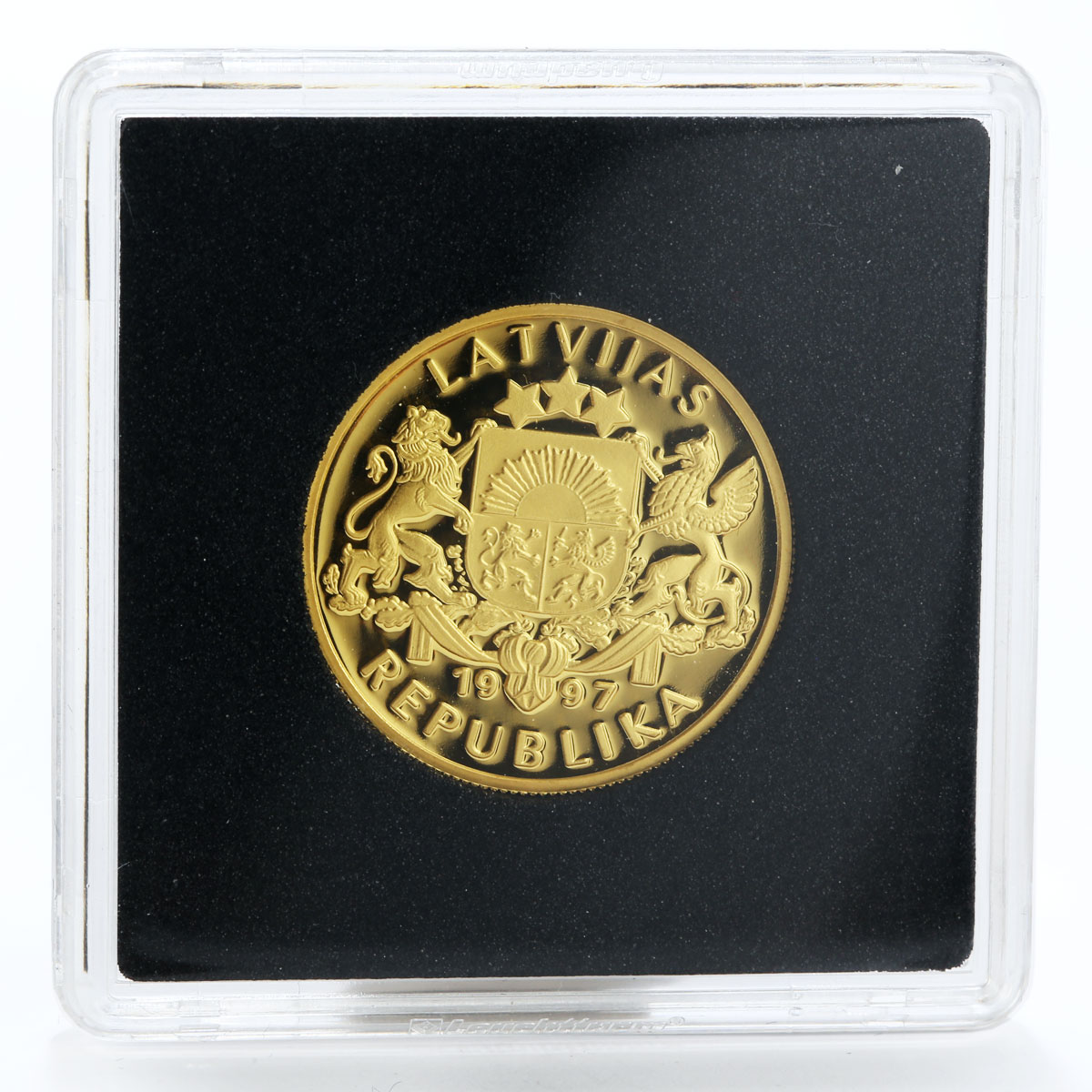 Latvia 20 latu Fregate Gekronte Ehlendt 1642 Ship Sea gold coin 1997