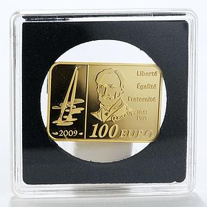 France 100 euro Auguste Renoir Impressionist Painter rectangular gold coin 2009