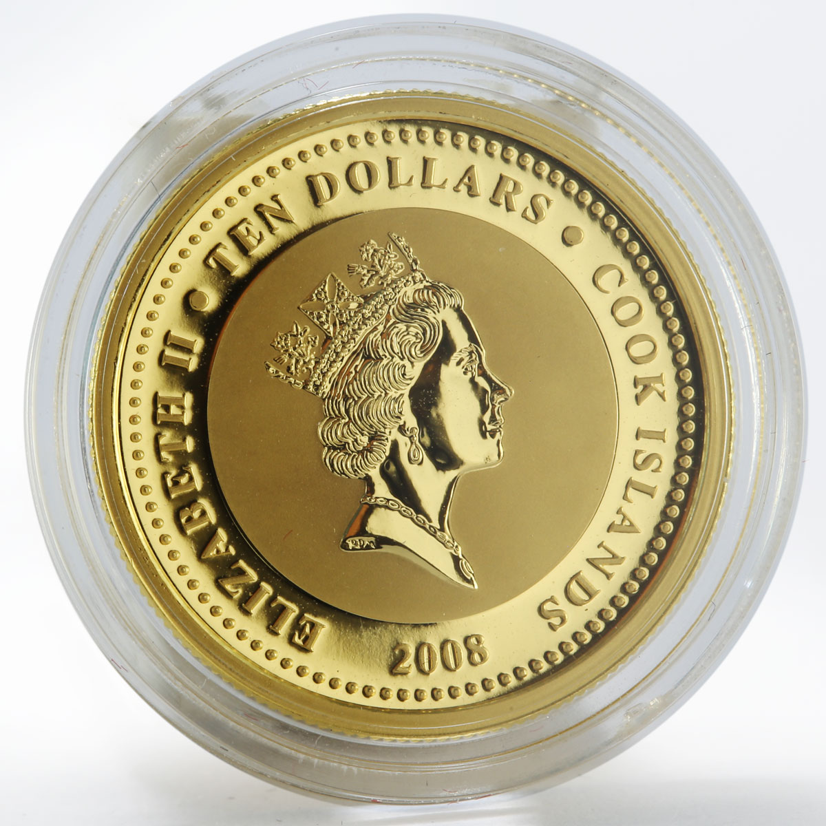 Cook Island 10 dollars Love is Precious two swans colored proof gold coin 2008