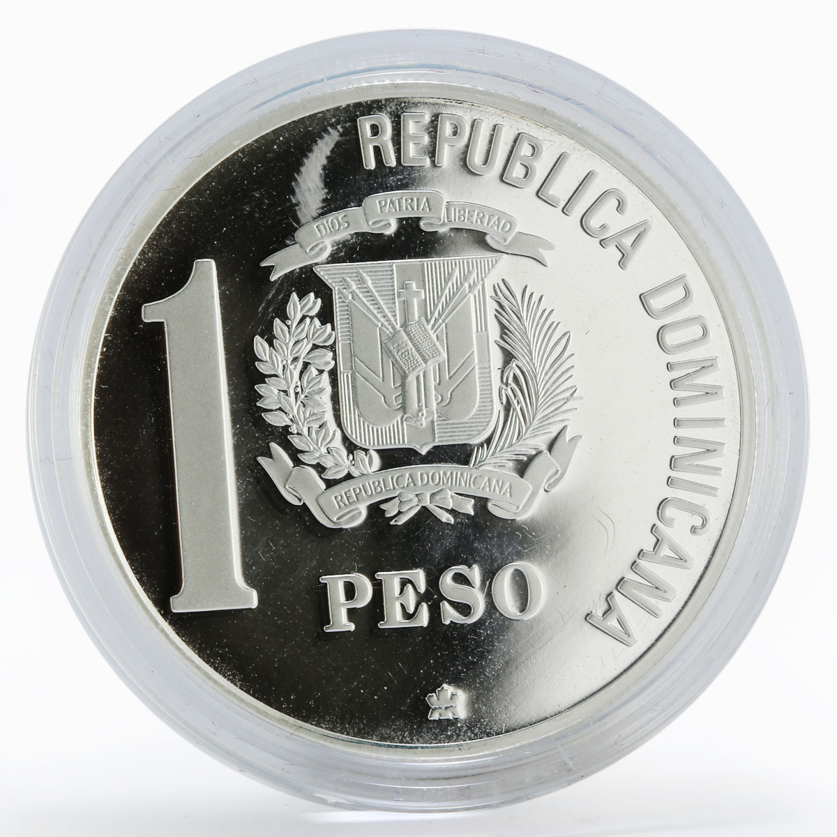 Dominican Republic 1 peso Discovery America ship piedfort proof silver 1988