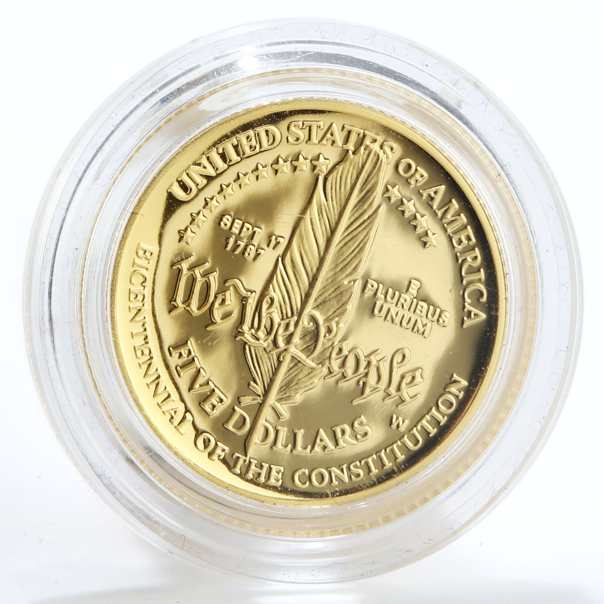 US set of 2 coins 1 and 5 $ Constitution 200 anniversary gold +silver coin 1987