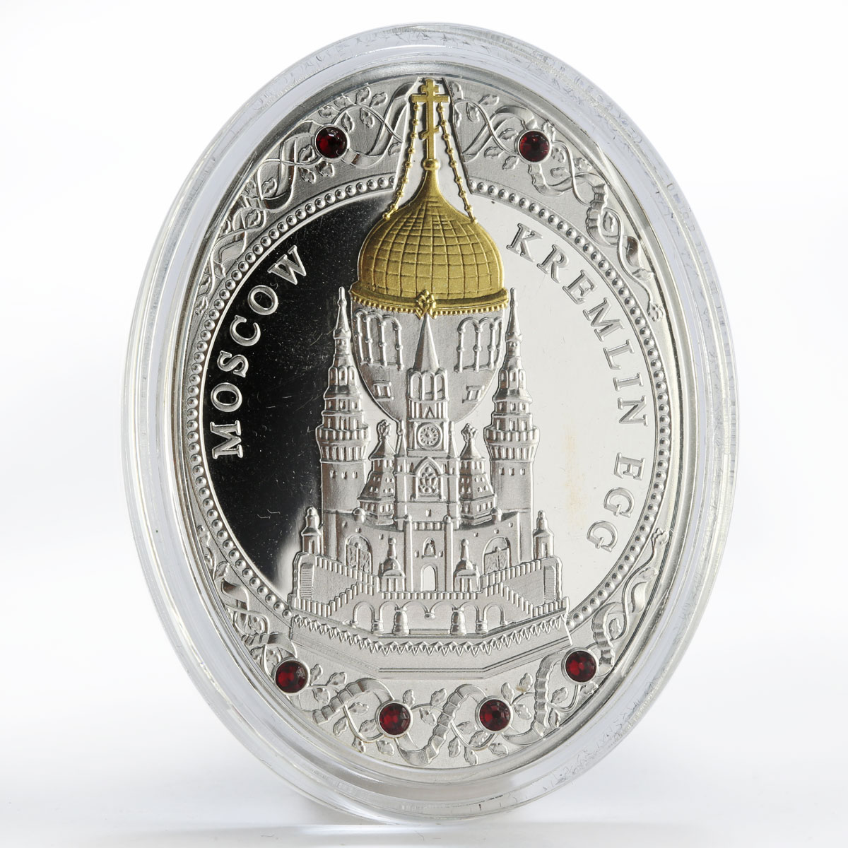 Niue 2 dollars Moscow Kremlin Egg faberge gilded crystals proof silver coin 2013