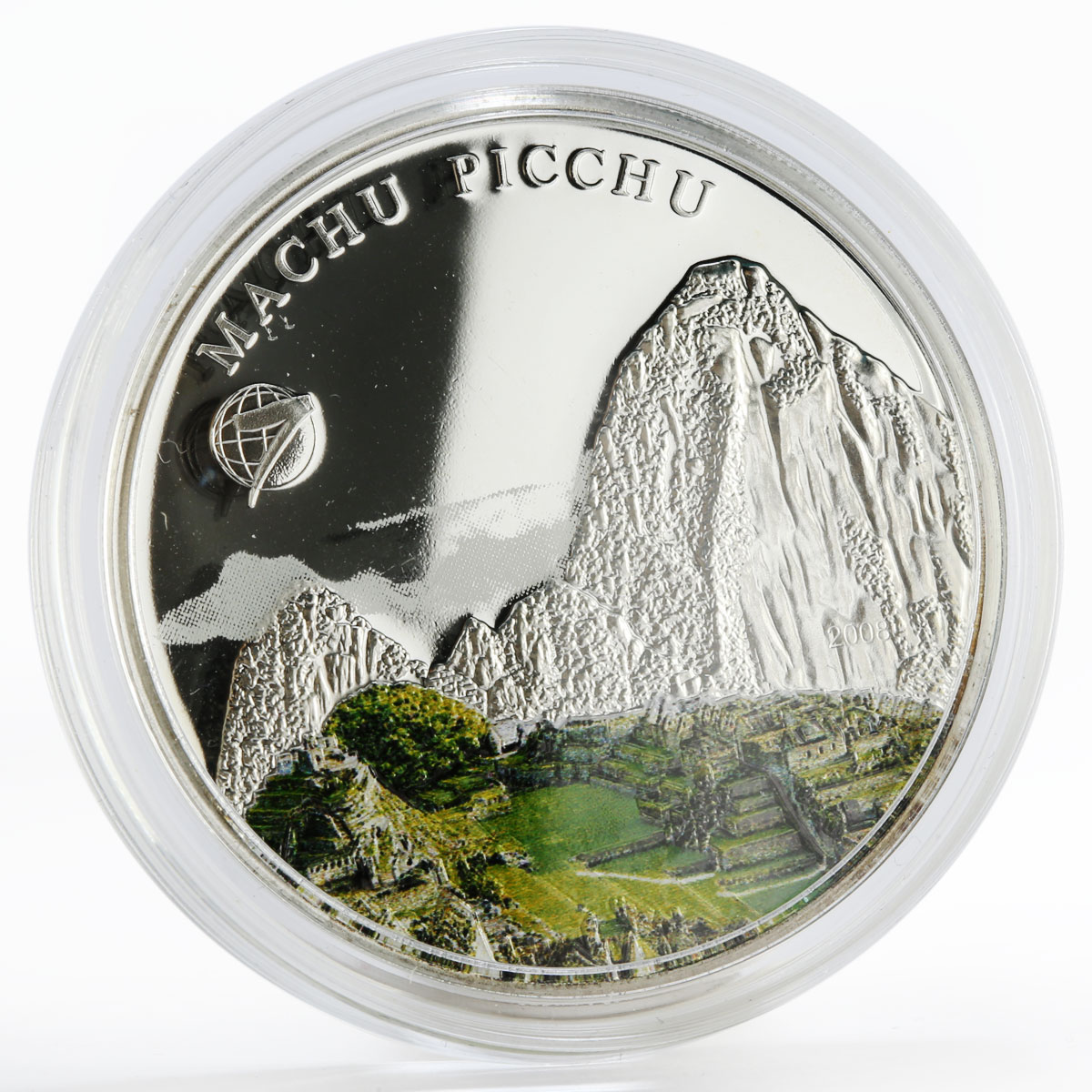 Mongolia 500 togrog 7 Wonders Machu Picchu silver coloured coin 2008