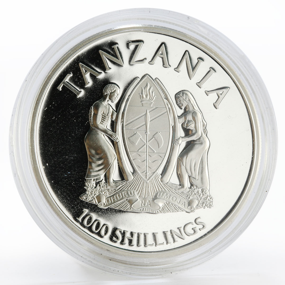 Tanzania 1000 shillings Vulture gyps fulvus birds colored proof coin 2014