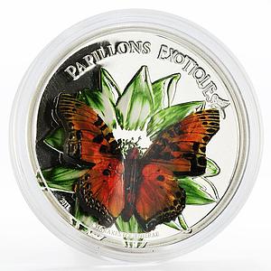 Cameroon 1000 francs Charaxes Fournierae butterfly colored silver coin 2011