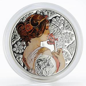 Niue 1 dollar Alfonso Mucha Signs of the Zodiac Taurus silver colored proof 2011