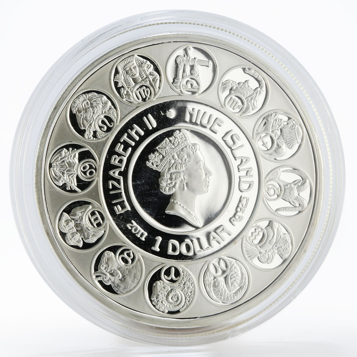 Niue 1 dollar A. Mucha Zodiac Series Aries colored silver coin 2011