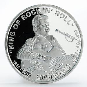 Gambia 20 dalasis Elvis Presley King of Rock singer proof silver coin 2015