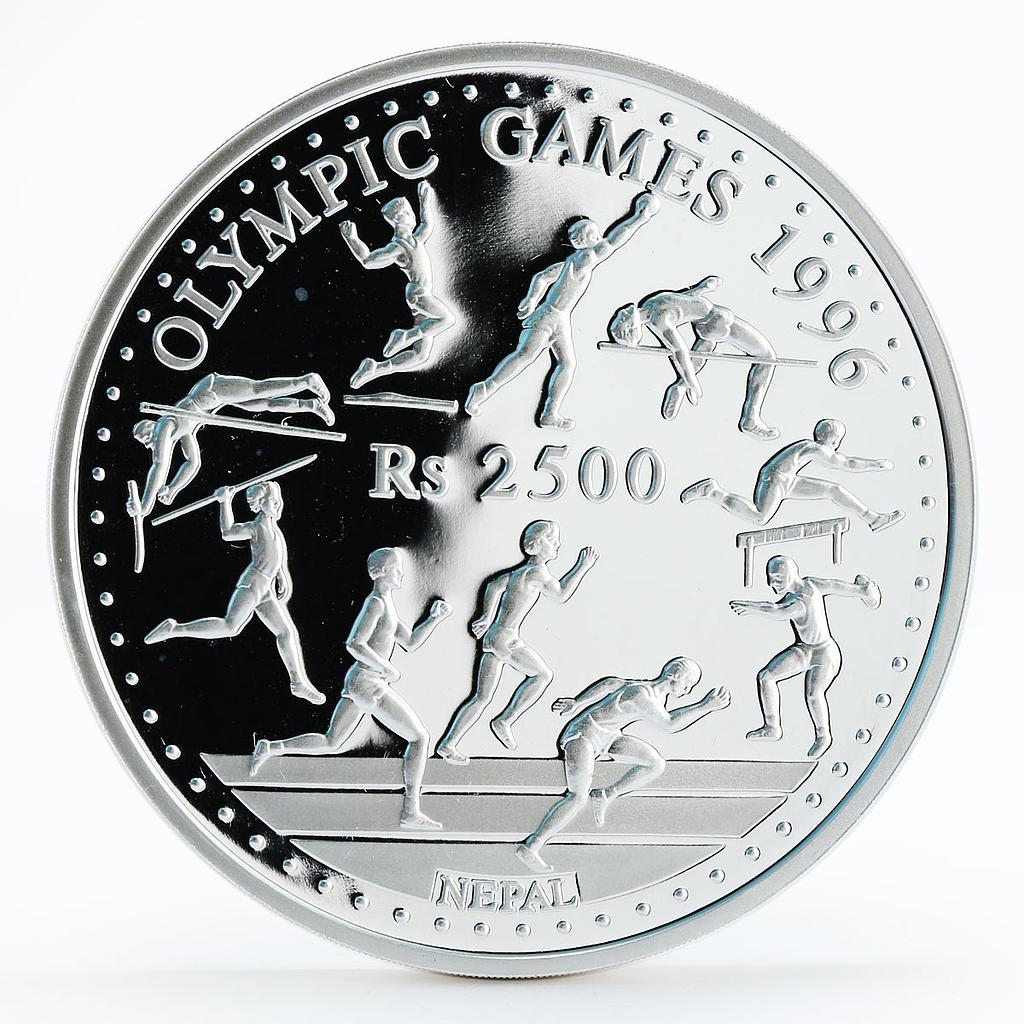 Nepal 2500 rupees Olympic Games 1996 Atlanta Decathlon proof silver coin 1995