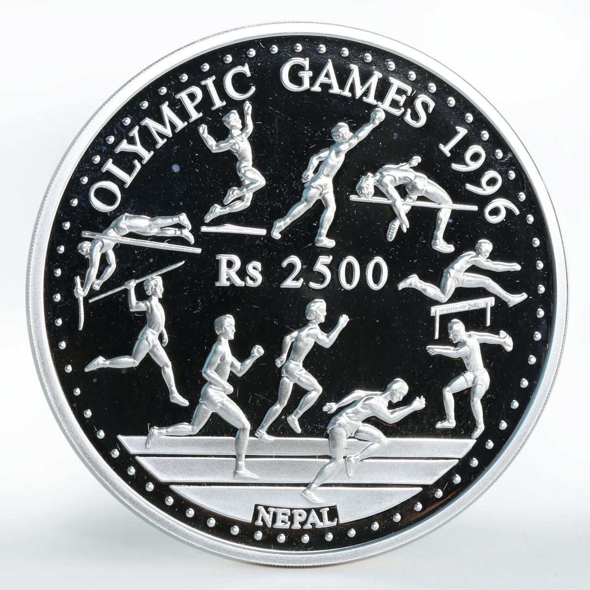 Nepal 2500 rupees Olympic Games 1996 Atlanta Decathlon proof silver coin 1995