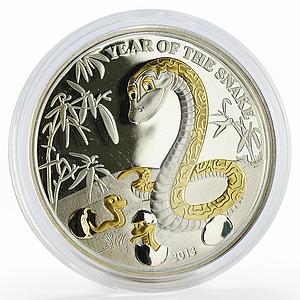 Togo 1000 francs Year of the Snake gilded silver proof coin 2013