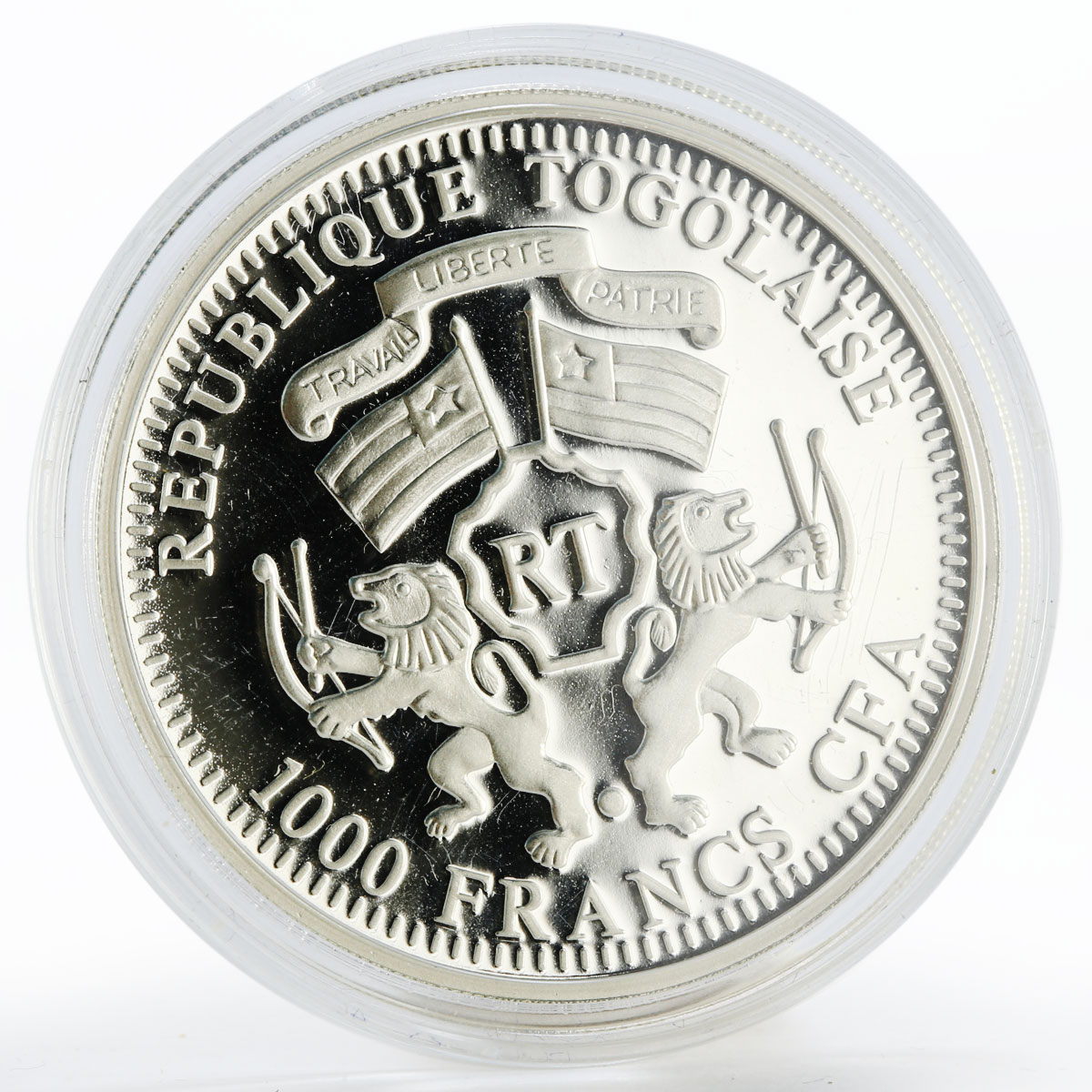 Togo 1000 francs Year of the Snake gilded silver proof coin 2013