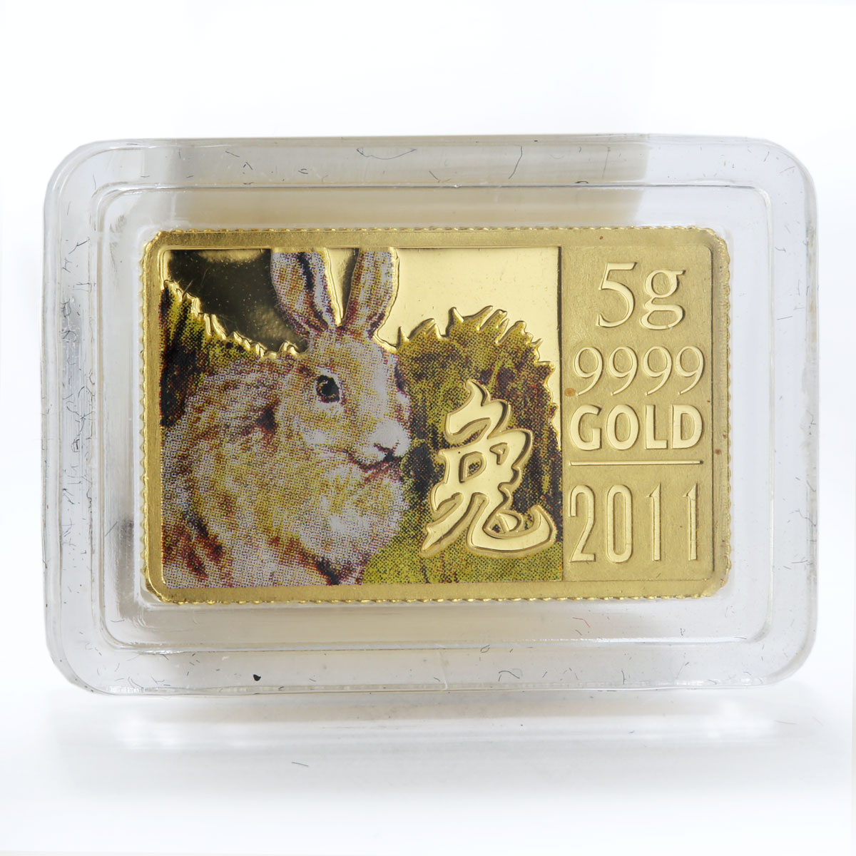 Cook Island 10 $ Lunar Calendar Year of rabbit Colour rectangular gold coin 2011