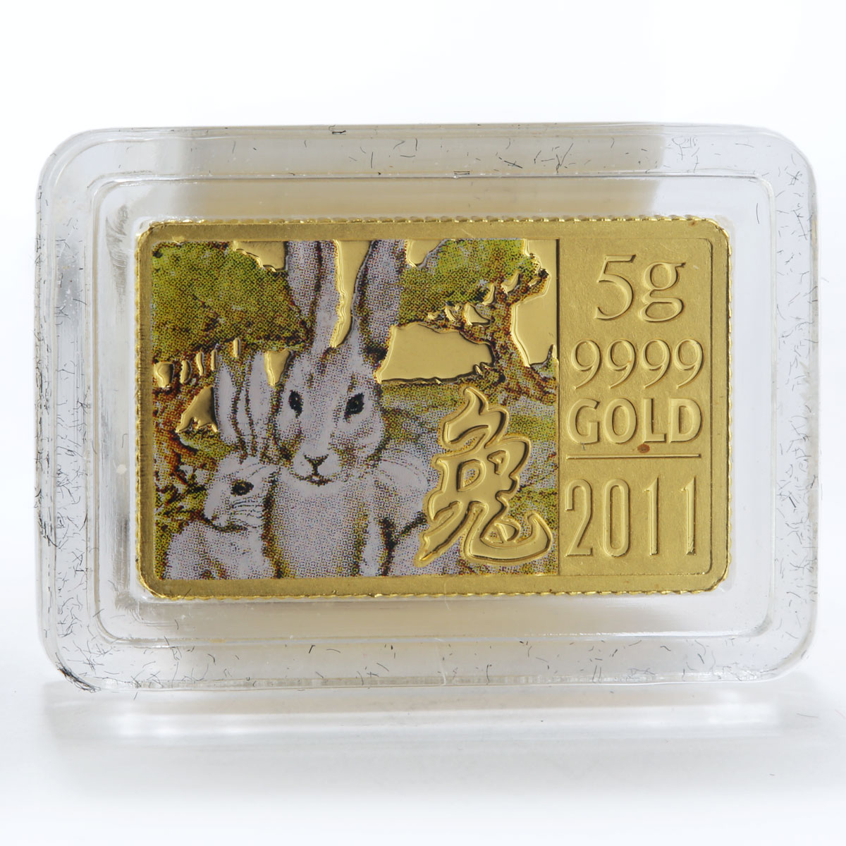 Cook Island 10 $ Lunar Calendar Year of rabbit Two rabbits Colour gold coin 2011