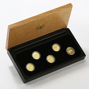 Australia set 5 coins 15 dollars Discover Australia gold coin 1/10 oz 2007