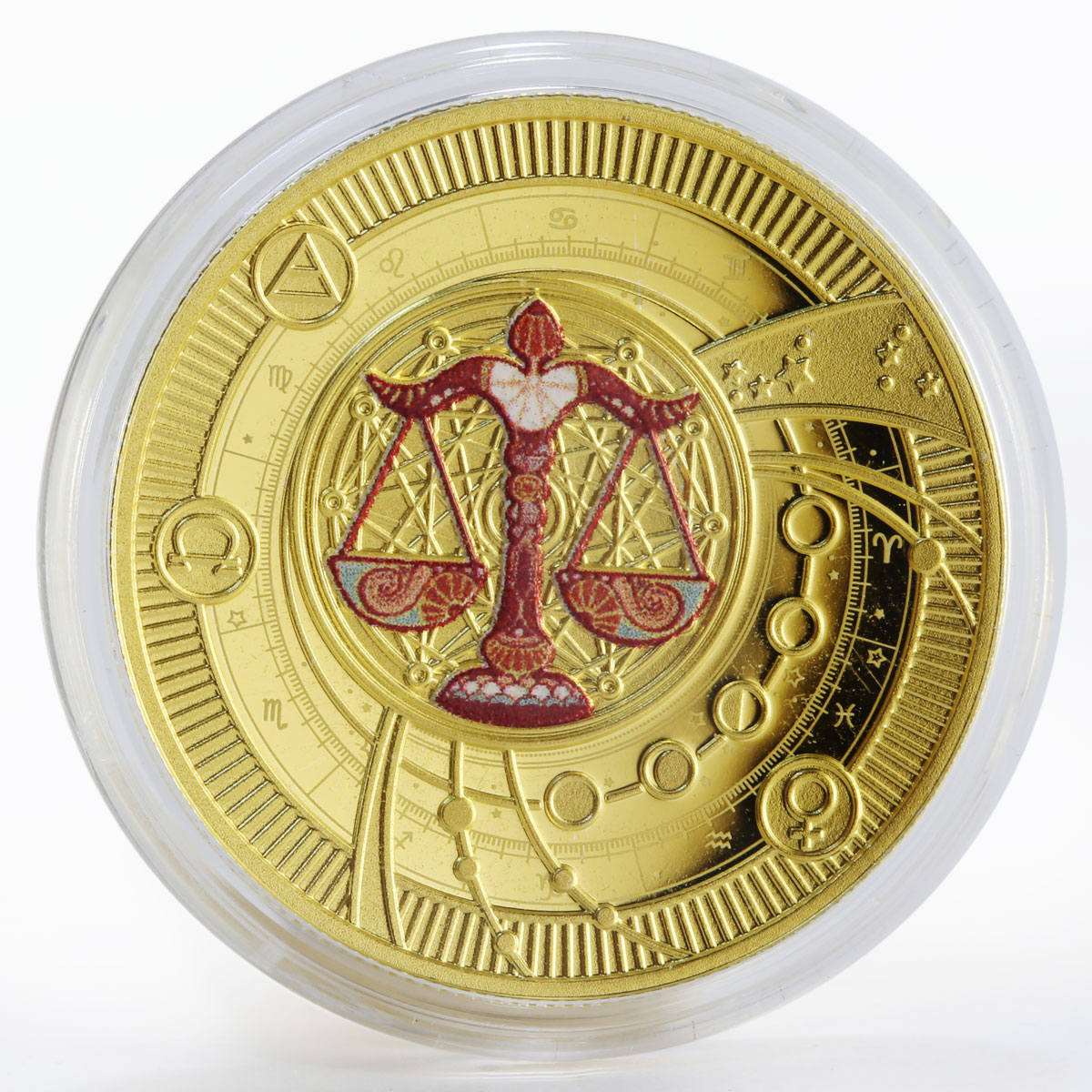 Cameroon 500 francs Zodiac Signs Libra colored gilded proof silver coin 2018
