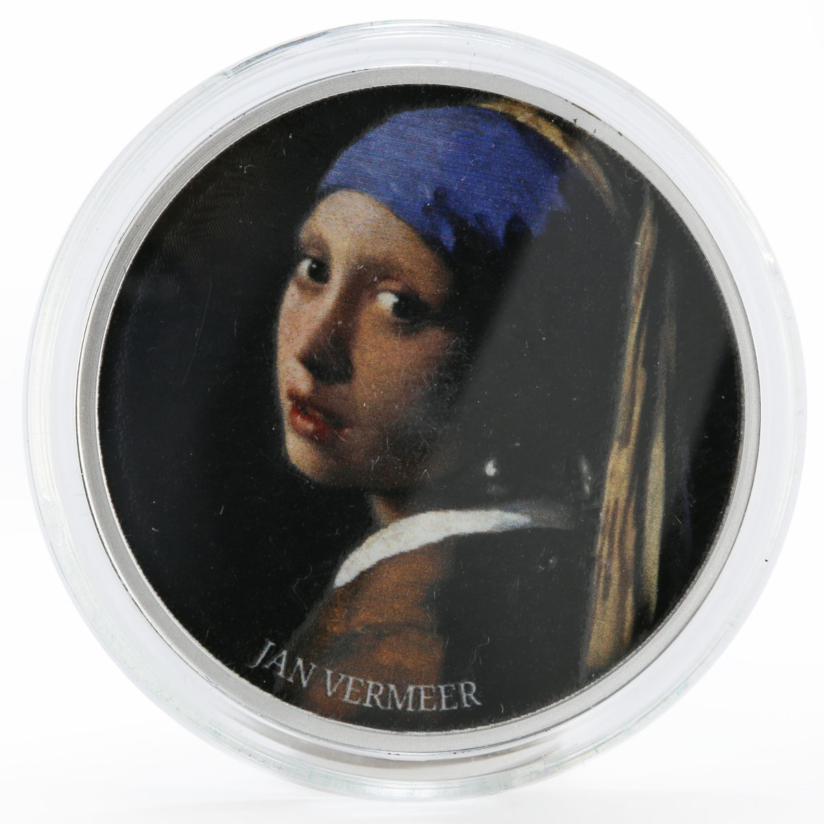 Cameroon 500 francs Girl Pearl Earring Vermeer colored proof silver coin 2017