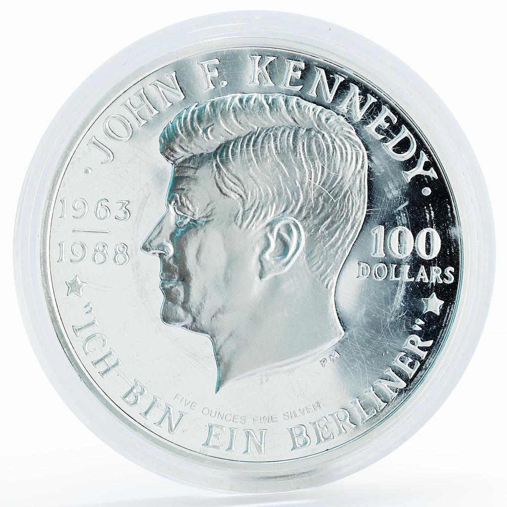 Niue 100 dollars 25th Anniversary of John Kennedy proof silver coin 1988