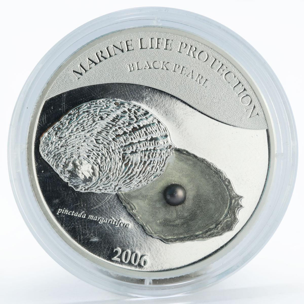 Palau 5 dollars Marine Life Black Pearl colored proof silver coin 2006